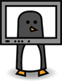 A penguin in a TV