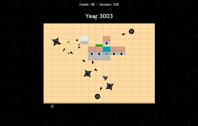 Screenshot of many alien creatures attacking the player's village and damaging it.