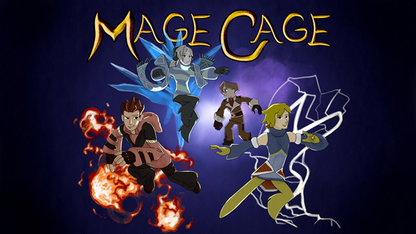 Mage Cage title image showing four kids with magic powers.