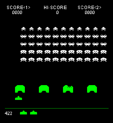 Screenshot of Space Invaders.