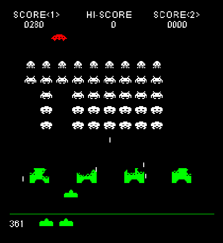 Screenshot of Space Invaders.
