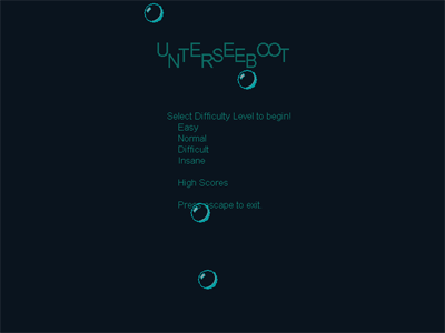 Screenshot of the main menu of Unterseeboot.